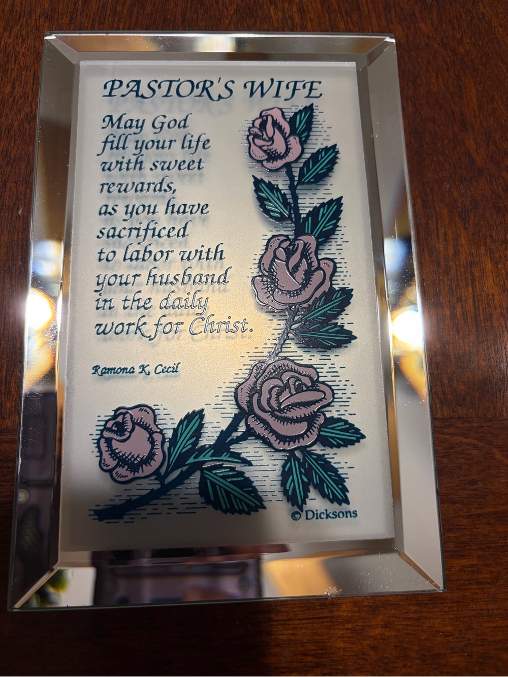 Mirror Pastor’s Wife plaque - excellent condition